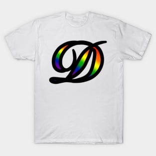 Rainbow Cursive Letter D T-Shirt